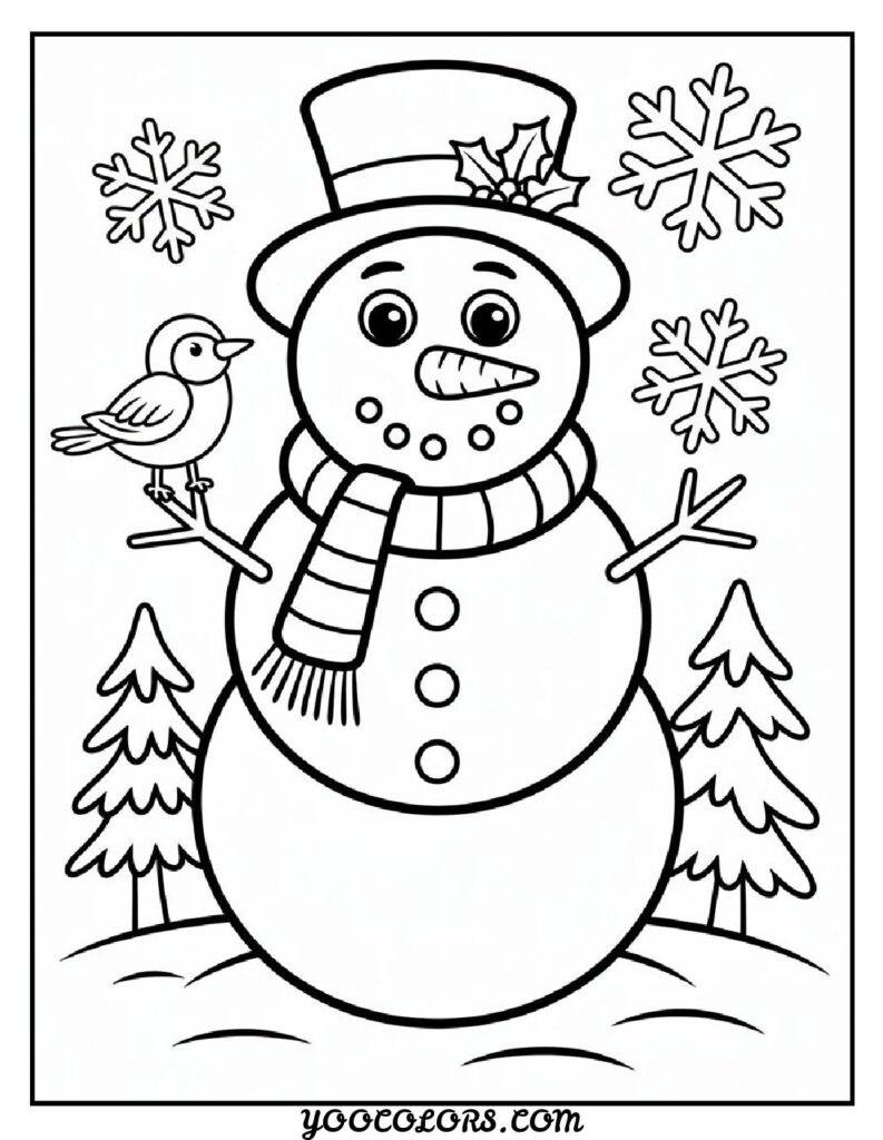 Christmas Coloring Pages for Kids: Top 23 Festive Designs to Print 22 CHRISTMAS COLORING PAGES Snowman coloring pages pdf