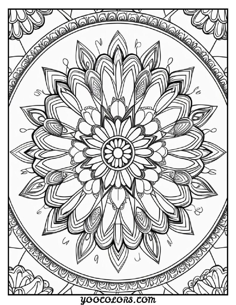 Free Printable Mandala Coloring Pages: 26 Intricate Designs Blending Art, and Spirituality 23 Mandala flowers coloring pages Motor skill development pdf