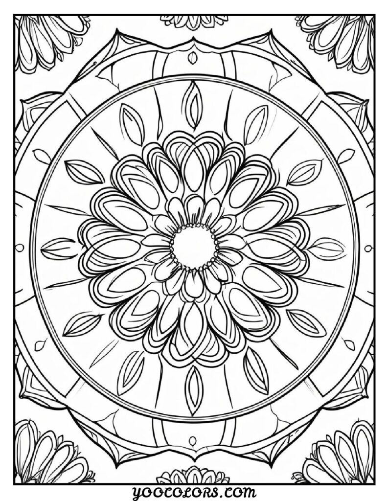 Free Printable Mandala Coloring Pages: 26 Intricate Designs Blending Art, and Spirituality 8 Mandala flowers coloring pages easy mandala design pdf