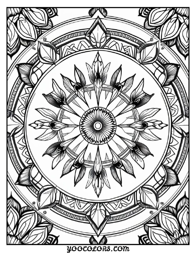 Free Printable Mandala Coloring Pages: 26 Intricate Designs Blending Art, and Spirituality 19 Mandala flowers coloring pages featuring birds 2 pdf