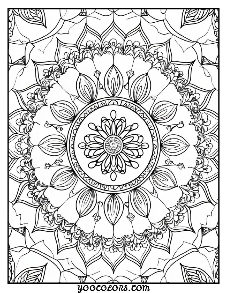 Free Printable Mandala Coloring Pages: 26 Intricate Designs Blending Art, and Spirituality 24 Mandala flowers coloring pages focus and calm pdf