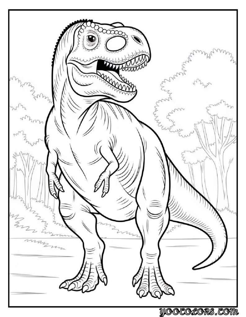 T-Rex Coloring Pages: Top 20 Printable Designs for Kids and Adults 21 T rex coloring pages Realistic T Rex coloring page pdf