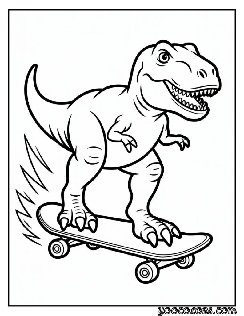 T-Rex Coloring Pages: Top 20 Printable Designs for Kids and Adults 14 T rex coloring pages T Rex as a skater coloring sheet pdf