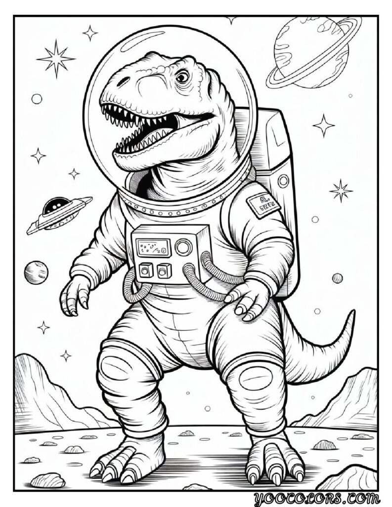 T-Rex Coloring Pages: Top 20 Printable Designs for Kids and Adults 16 T rex coloring pages T Rex astronaut drawing pdf