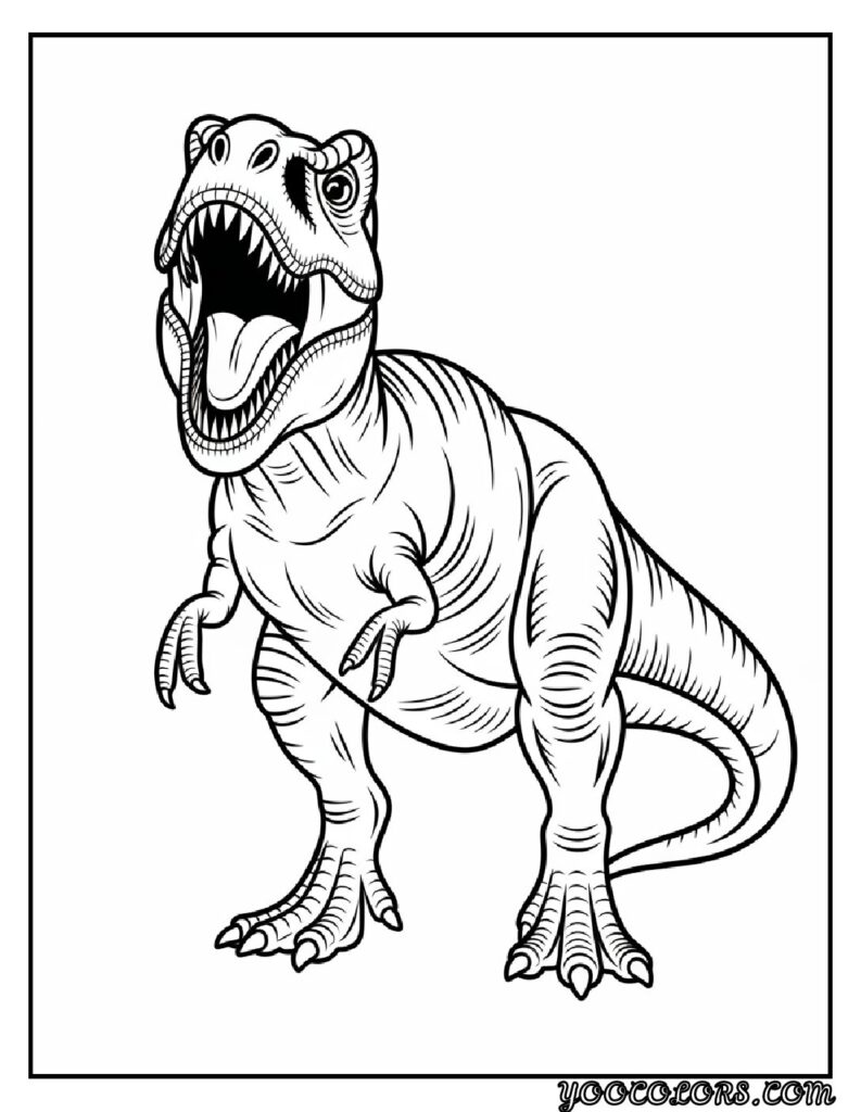 T-Rex Coloring Pages: Top 20 Printable Designs for Kids and Adults 11 T rex coloring pages T Rex roaring action pose pdf