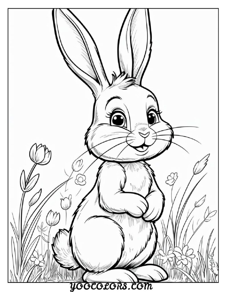 Bunny Coloring Page: Free Printable Cute, Realistic, and Easter-Themed Sheets for All Ages 22 bunny coloring pages Bunny Cartoon Character from Classic Storybook pdf