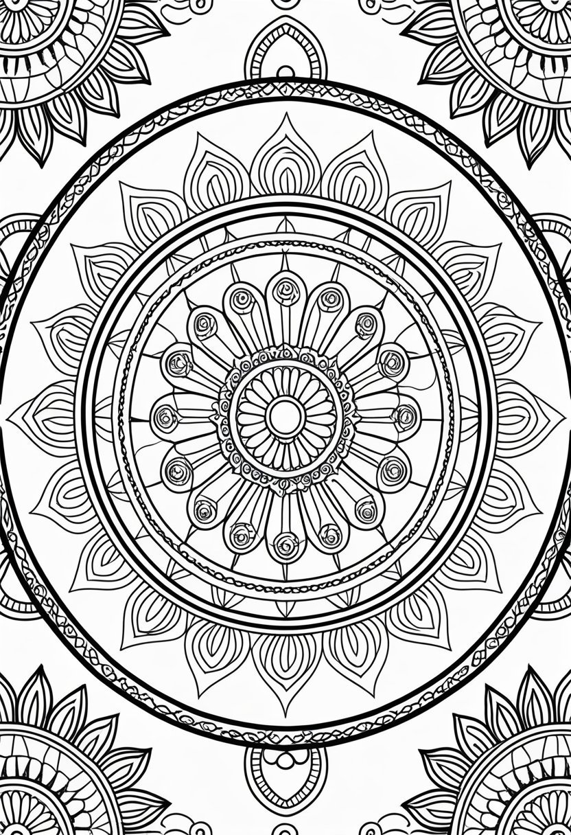 Free Printable Mandala Coloring Pages: 26 Intricate Designs Blending Art, and Spirituality 2 A detailed mandala design with symmetrical patterns radiating from the center.
