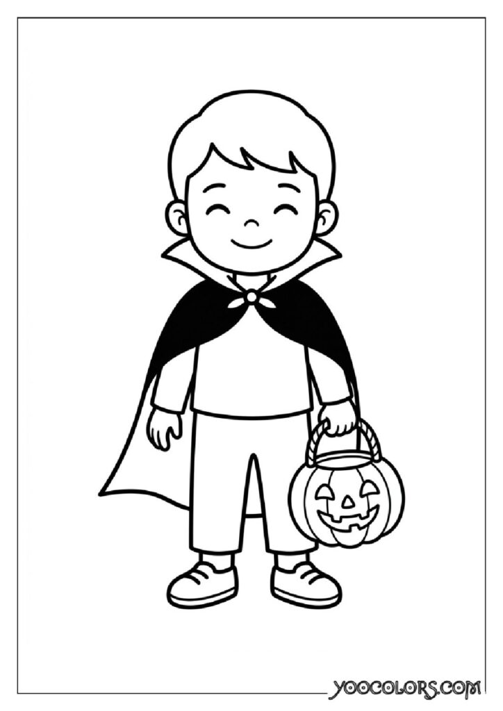 28 Halloween Coloring Pages for Fun and Creative Festive Activities 6 Child holding pumpkin bag 202608151344 pdf