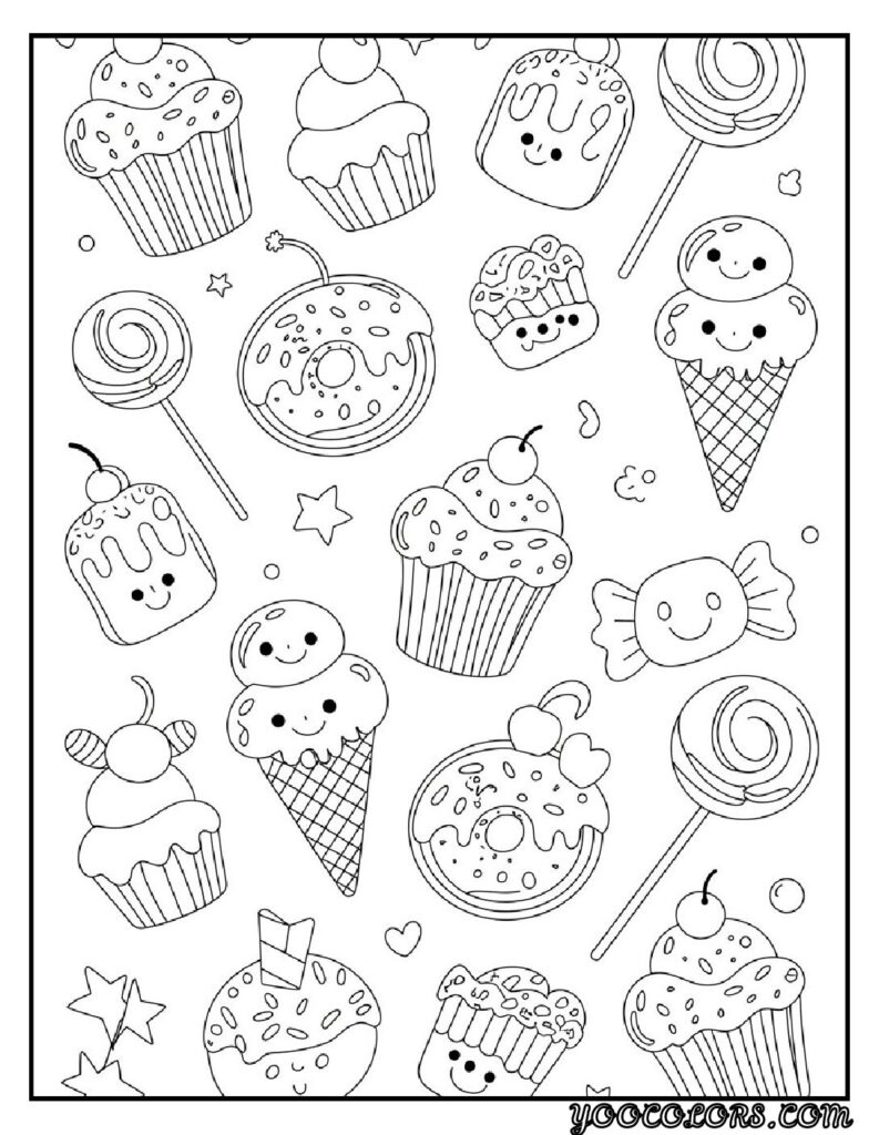 Coloring Pages Cute Ideas for Kids: 21 Engaging Designs to Inspire Creativity 12 Coloring Pages cute Fun Treats Coloring Sheets pdf