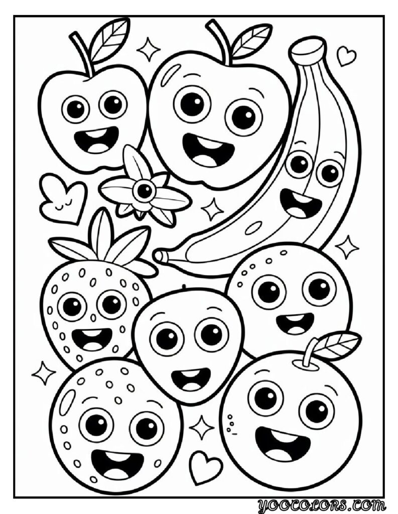 Coloring Pages Cute Ideas for Kids: 21 Engaging Designs to Inspire Creativity 13 Coloring Pages cute Smiling Fruit Coloring Sheets pdf