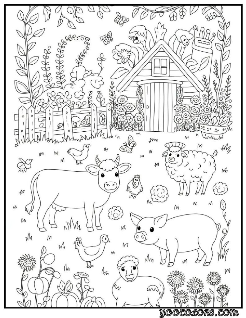 65+ Beautiful Cottagecore Coloring Pages for Relaxation and Creativity 67 Cottagecore Coloring Pages Farm Animal Cottagecore Pages pdf