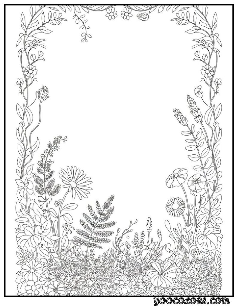 65+ Beautiful Cottagecore Coloring Pages for Relaxation and Creativity 66 Cottagecore Coloring Pages Lush Greenery and Floral Borders pdf