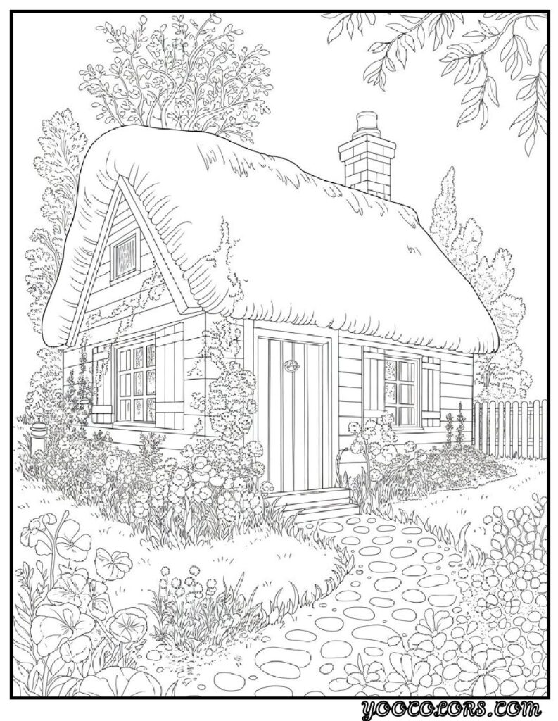 65+ Beautiful Cottagecore Coloring Pages for Relaxation and Creativity 64 Cottagecore Coloring Pages Vintage Aesthetic Cottage Drawings pdf