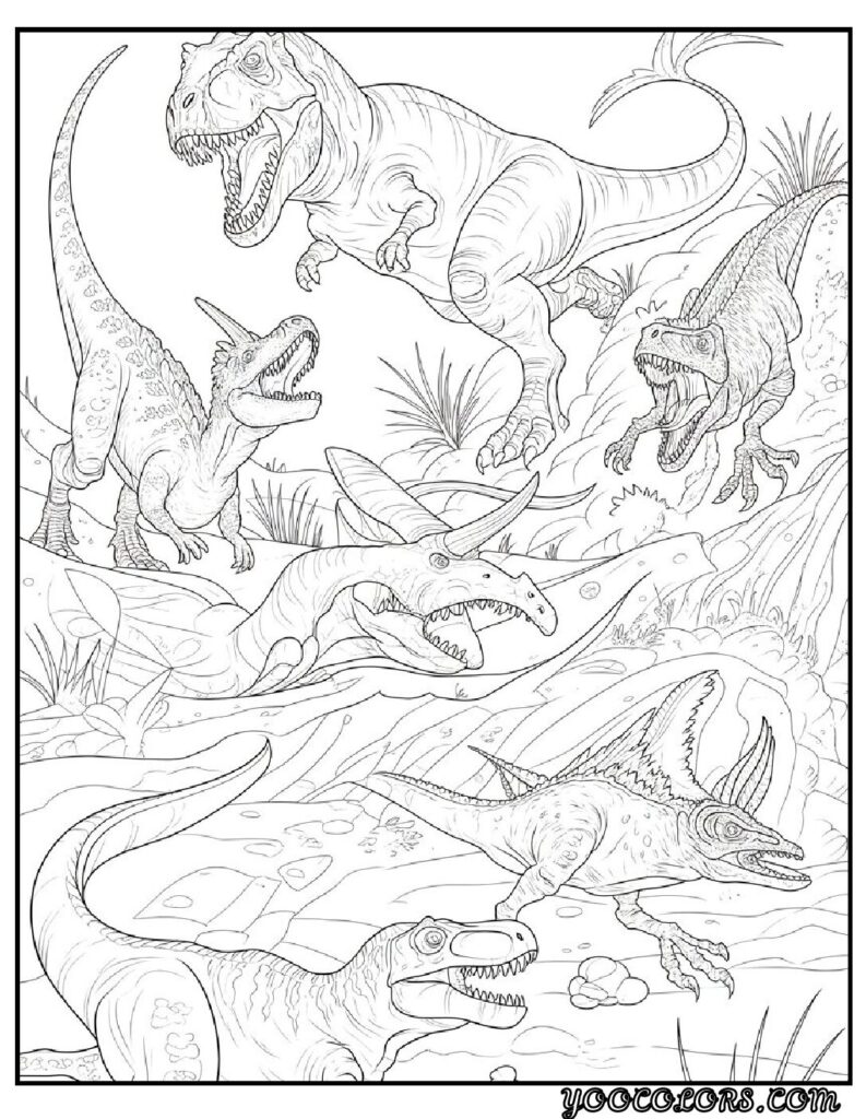 Dinosaur Coloring Pages Printable: Top 20 Designs for All Ages 10 Dinosaur Coloring Pages Printable Dinosaur Battle Scene pdf