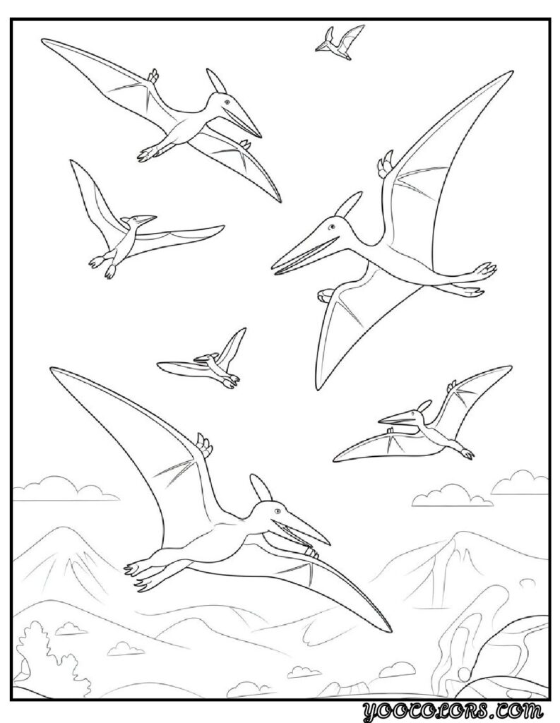 Dinosaur Coloring Pages Printable: Top 20 Designs for All Ages 6 Dinosaur Coloring Pages Printable Pterodactyls Flying pdf