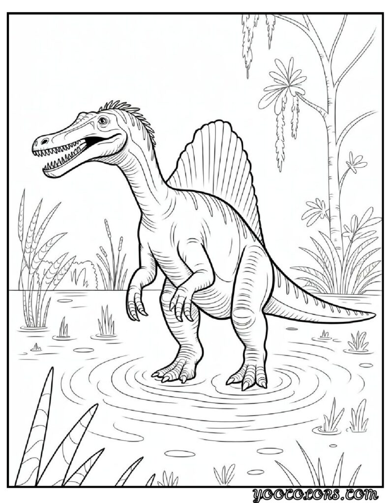 Dinosaur Coloring Pages Printable: Top 20 Designs for All Ages 8 Dinosaur Coloring Pages Printable Spinosaurus in Swamp pdf