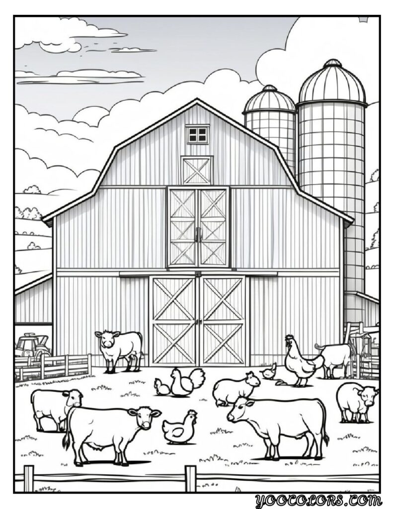 Farm Animal Coloring Pages: Top 20 Designs for Educational and Fun Activities 18 Fram animal coloring pages Barn scene coloring pages pdf