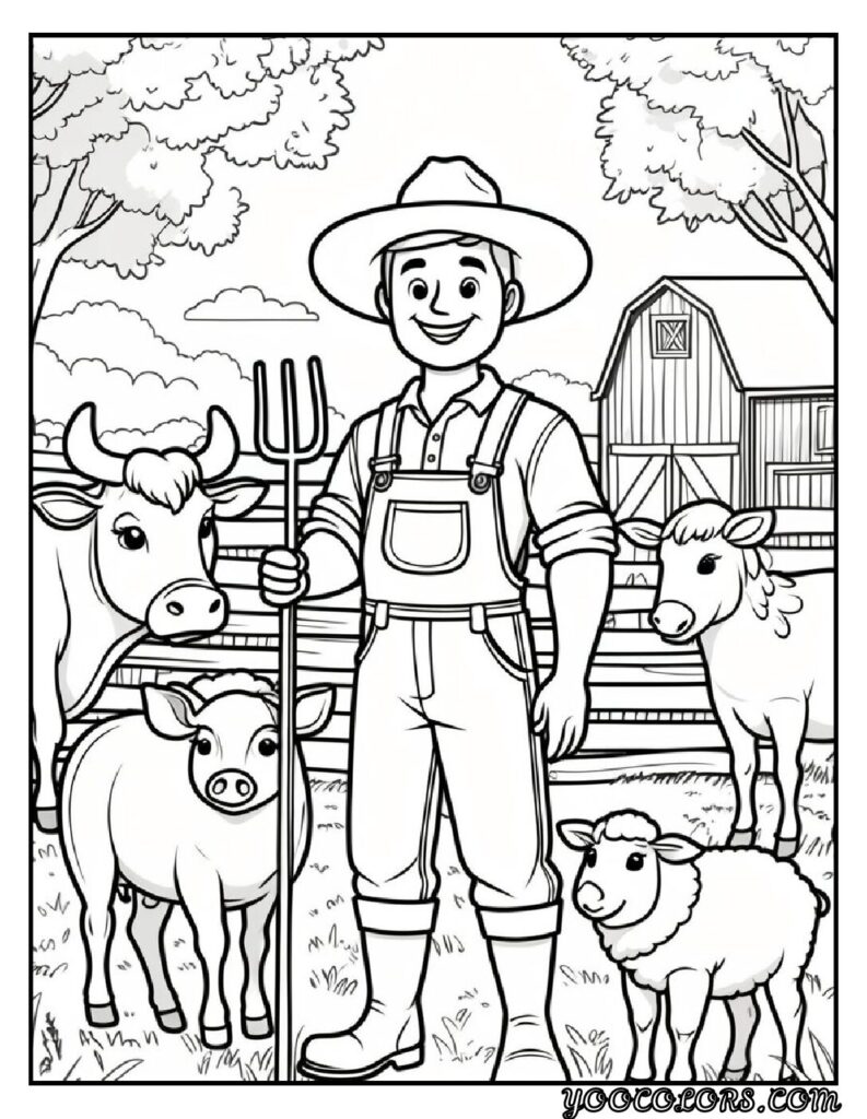 Farm Animal Coloring Pages: Top 20 Designs for Educational and Fun Activities 20 Fram animal coloring pages Farmer with animal coloring pages pdf
