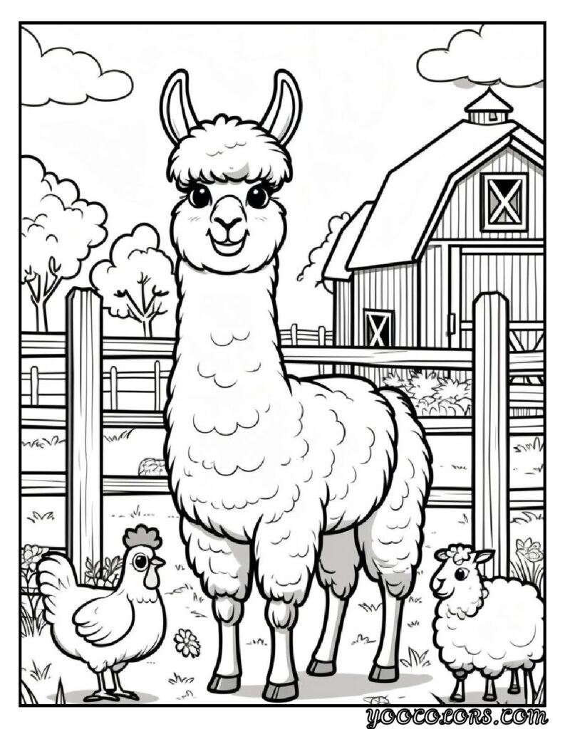 Farm Animal Coloring Pages: Top 20 Designs for Educational and Fun Activities 12 Fram animal coloring pages llama coloring pages pdf