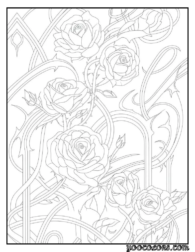 Gothic Coloring Pages for Adults: Top 20 Designs to Download as PDF and Png Files. 9 Gothic Rose and Thorn PatternsGothic coloring pages pdf