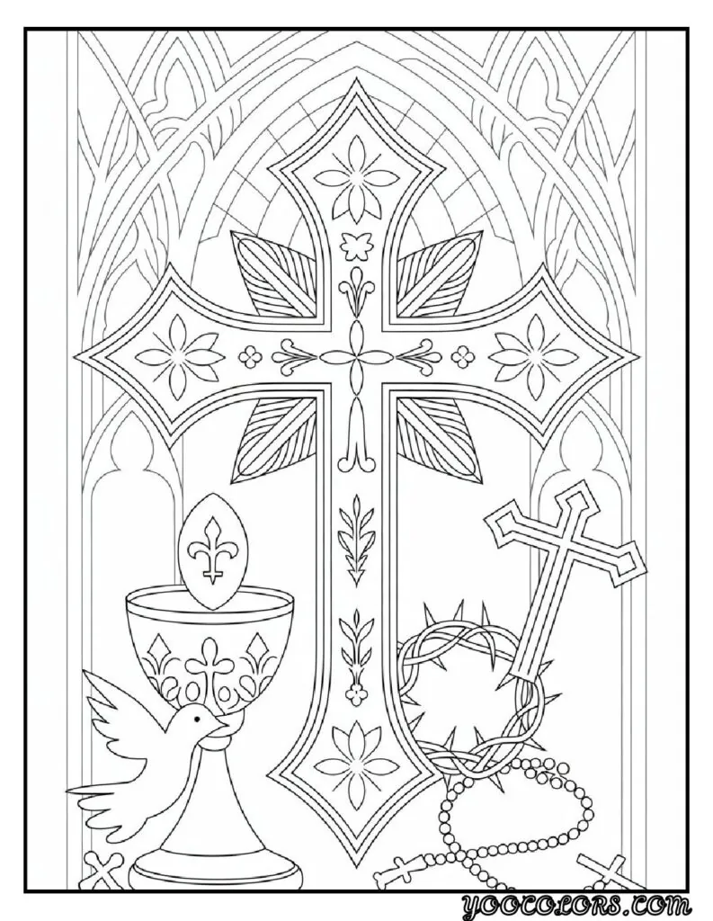 Gothic Coloring Pages for Adults: Top 20 Designs to Download as PDF and Png Files. 18 Gothic coloring pages Gothic Cross and Religious Symbols pdf