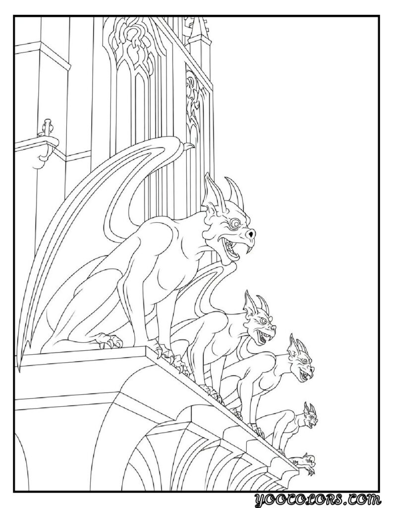 Gothic Coloring Pages for Adults: Top 20 Designs to Download as PDF and Png Files. 14 Gothic coloring pages Gothic Gargoyle Statues pdf