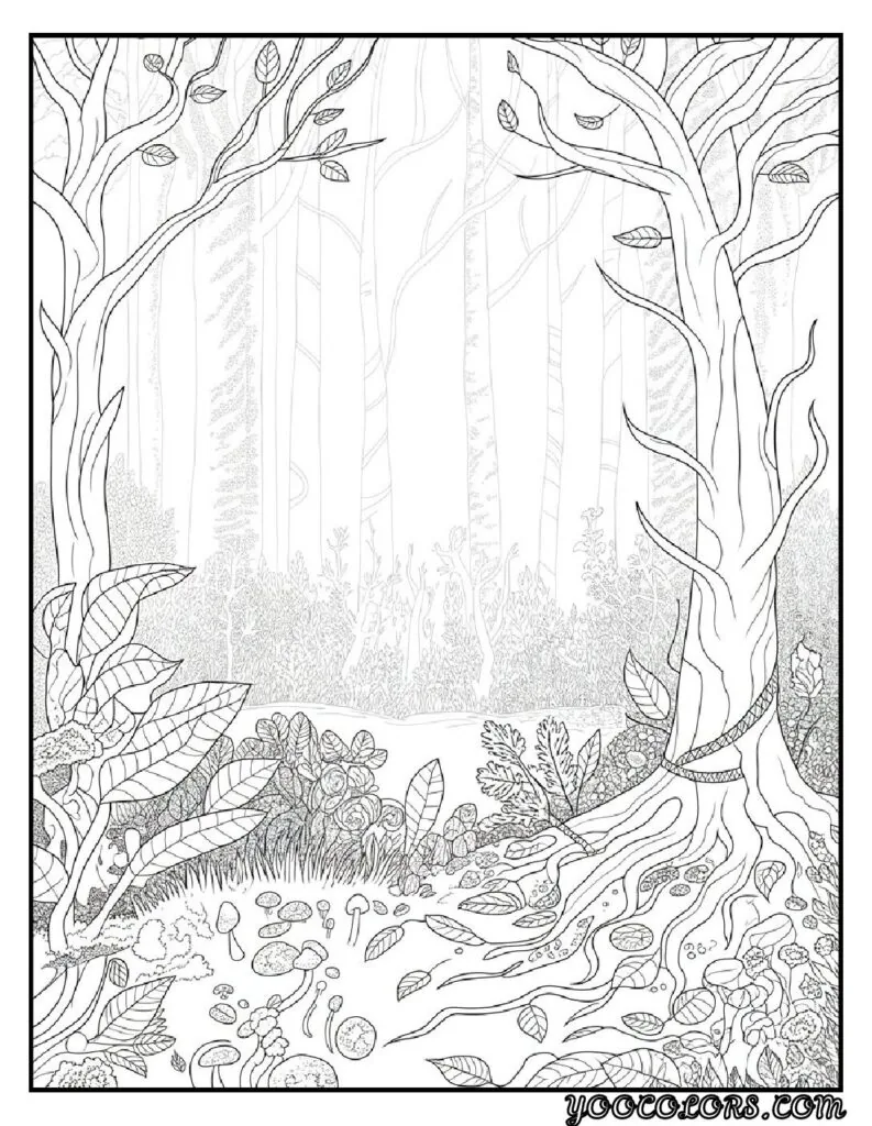 Gothic Coloring Pages for Adults: Top 20 Designs to Download as PDF and Png Files. 16 Gothic coloring pages Shadowy Forest with Gothic Trees pdf