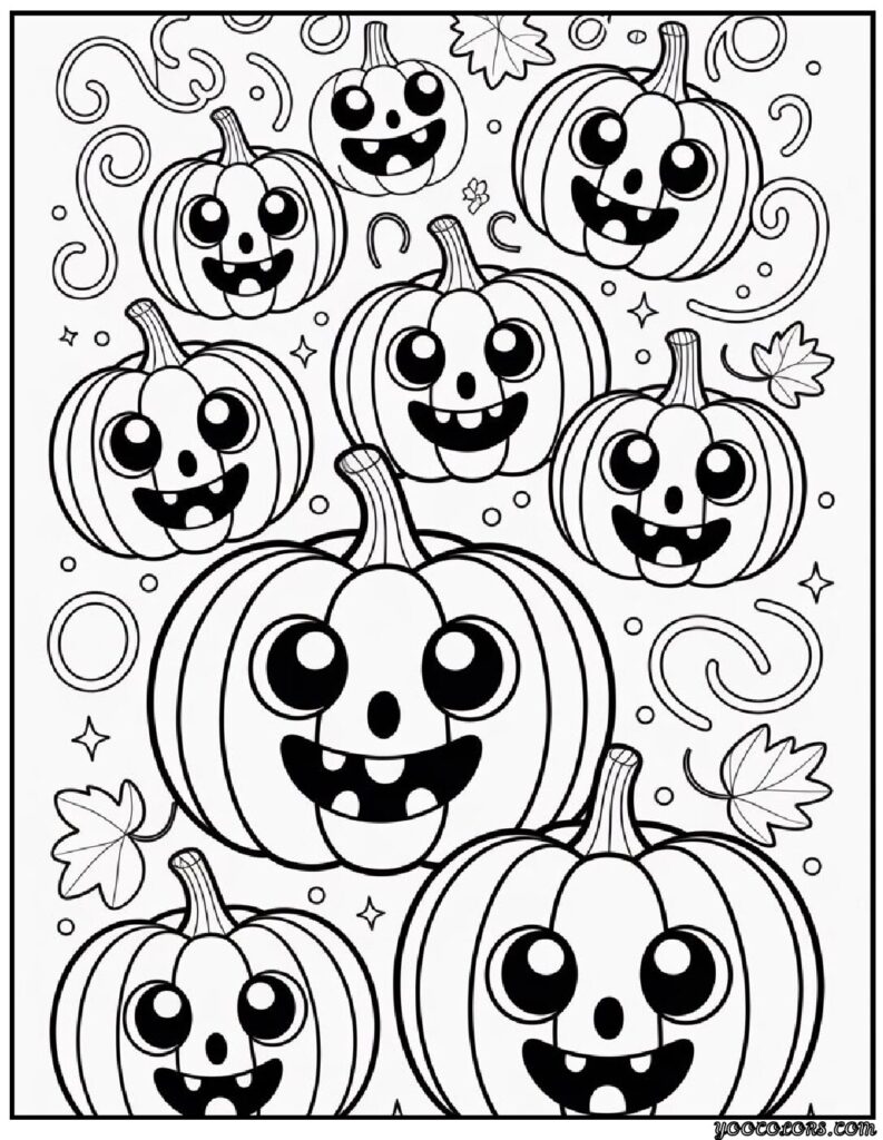 Halloween Coloring Pages Cute Collection of 20 Fun and Easy Designs 3 Halloween Coloring Pages Cute Cute Halloween pumpkins with smiling faces pdf