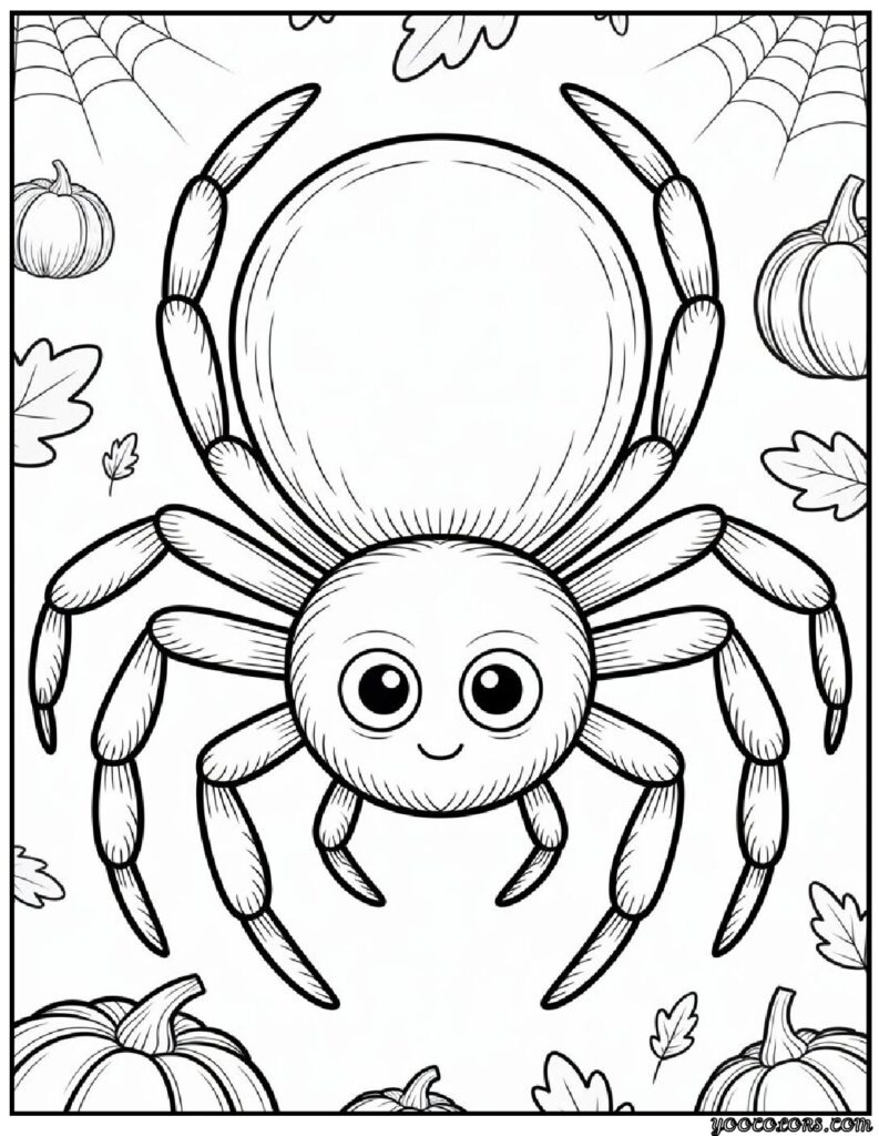 Halloween Coloring Pages Cute Collection of 20 Fun and Easy Designs 8 Halloween Coloring Pages Cute Friendly spider with big eyes pdf
