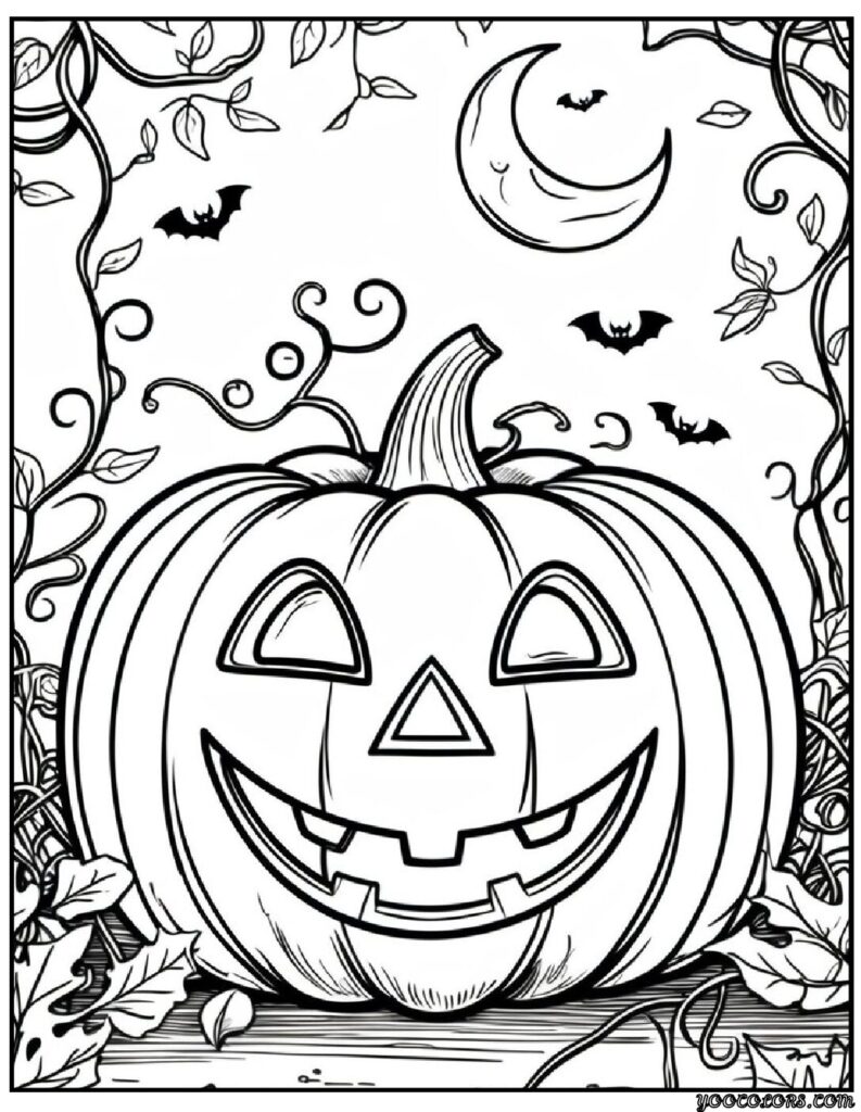 Halloween Coloring Pages for Kids Featuring 16 Cute and Friendly Characters and Scenes 3 Halloween Coloring Pages for Kids Smiling Pumpkin Jack o Lantern Coloring Pages pdf