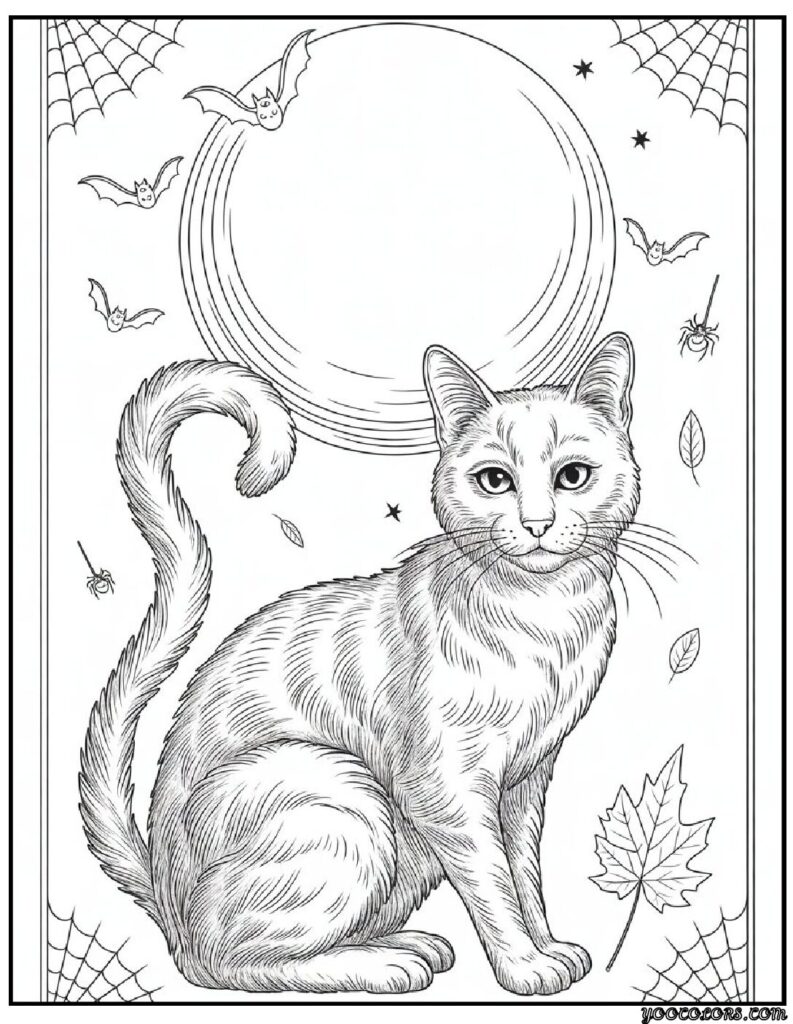 Halloween Coloring Pages Printable Featuring Classic Icons and Spooky Fun for All Ages 8 Halloween coloring pages printable Black cat with moon background pdf