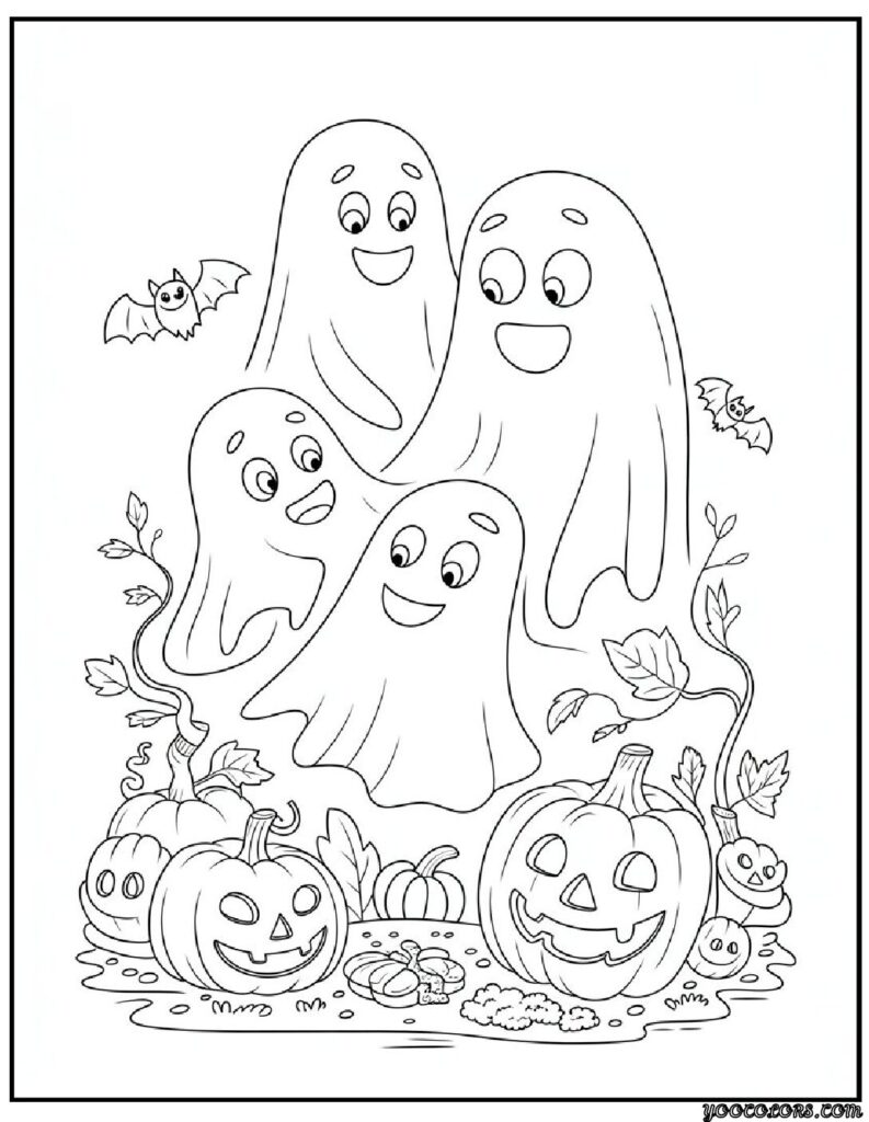 Halloween Coloring Pages Printable Featuring Classic Icons and Spooky Fun for All Ages 5 Halloween coloring pages printable Friendly ghost family illustration pdf