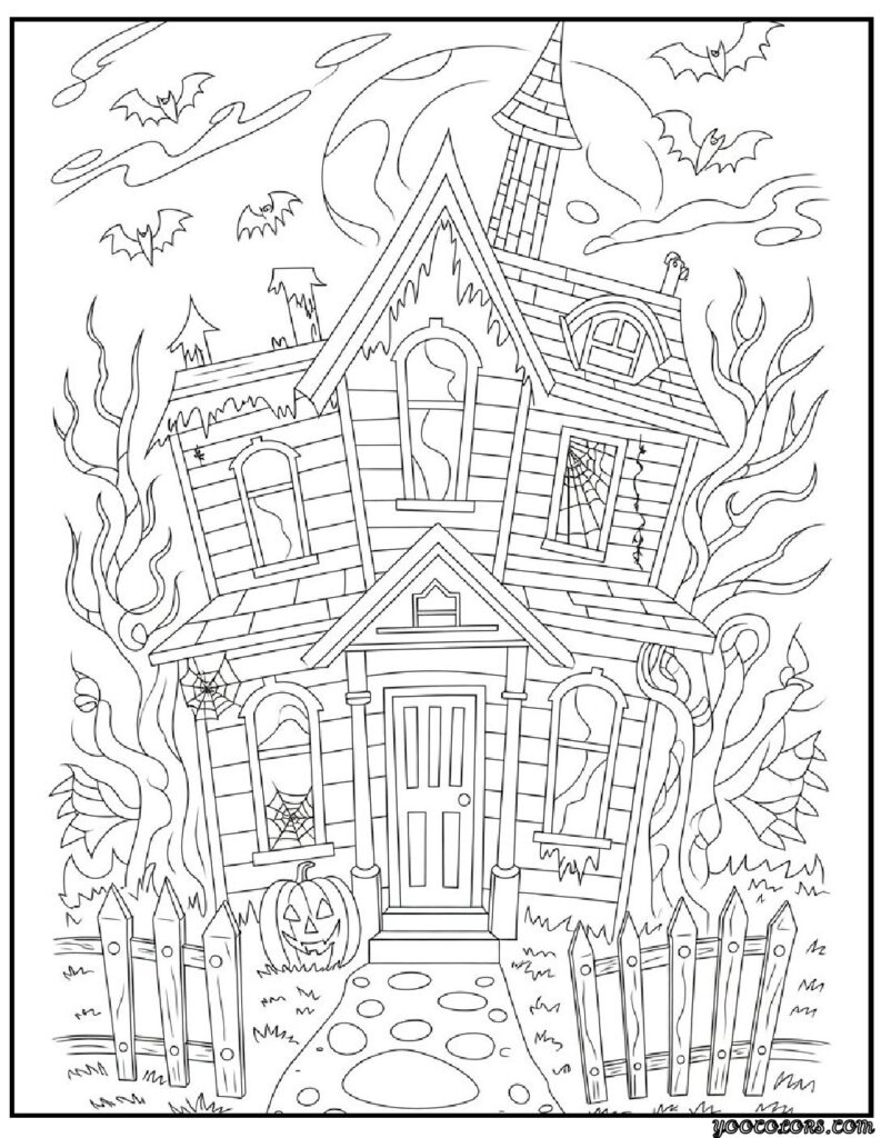 Halloween Coloring Pages Printable Featuring Classic Icons and Spooky Fun for All Ages 6 Halloween coloring pages printable Spooky haunted house outline pdf