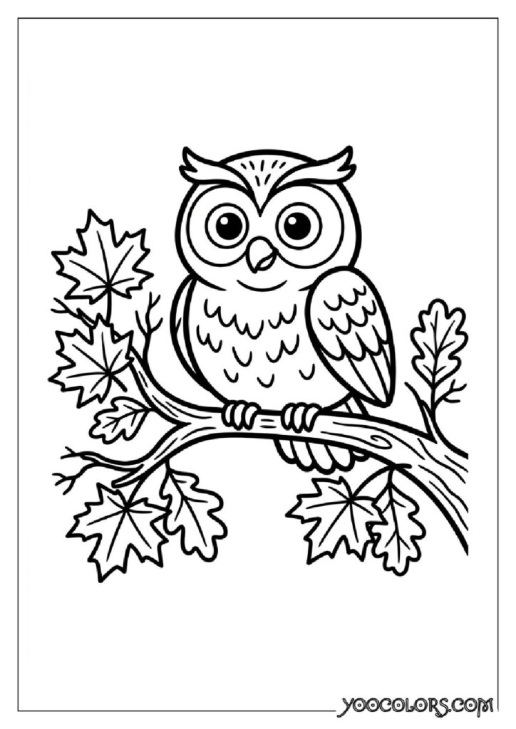 28 Halloween Coloring Pages for Fun and Creative Festive Activities 12 Owl perched on branch 202608111532 pdf