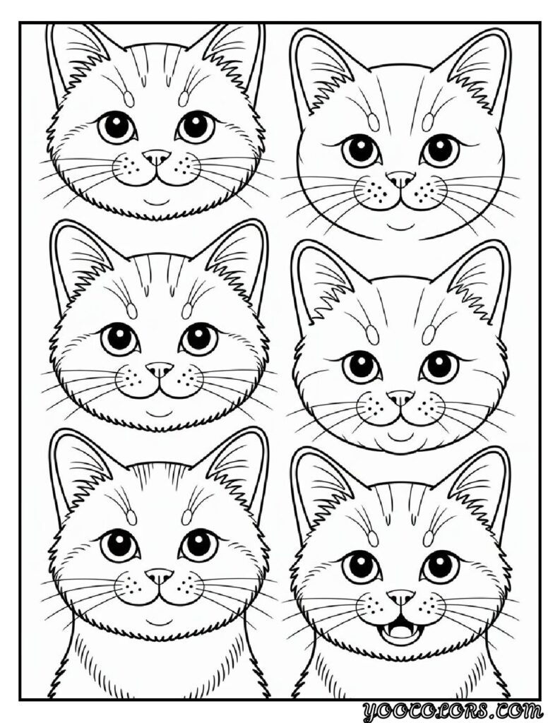 Printable Cute Cat Coloring Pages 20 Best Designs for All Ages 4 Printable Cute Cat Coloring Pages Cat Faces with Different Expressions pdf