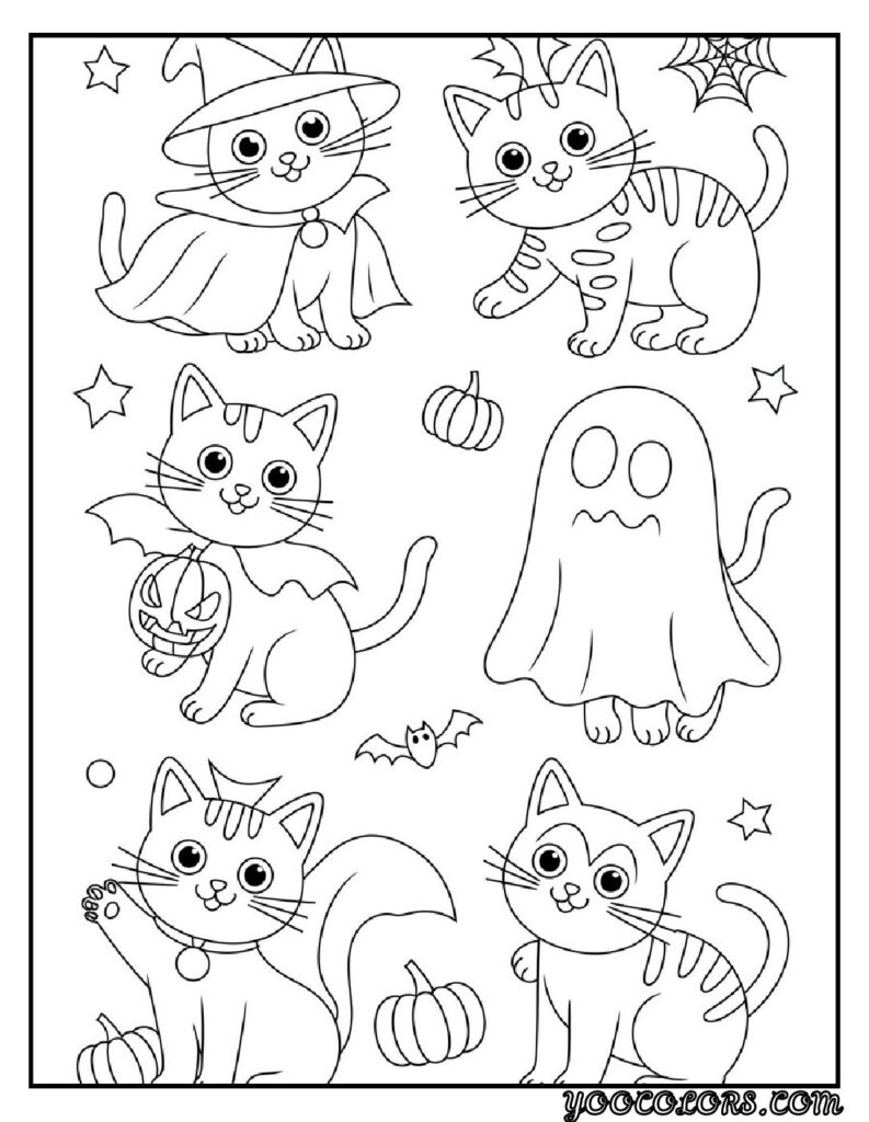 Printable Cute Cat Coloring Pages 20 Best Designs for All Ages 17 Printable Cute Cat Coloring Pages Cats in Halloween Costumes pdf