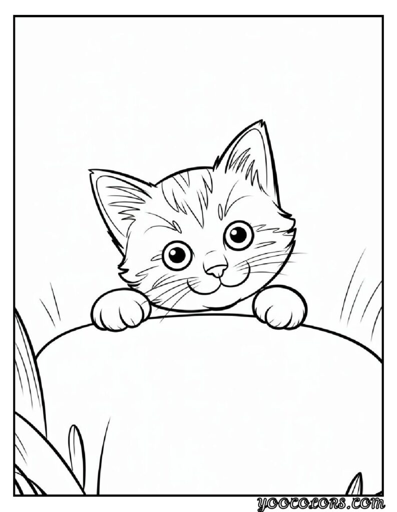 Printable Cute Cat Coloring Pages 20 Best Designs for All Ages 16 Printable Cute Cat Coloring Pages Curious Cat Peeking Out pdf