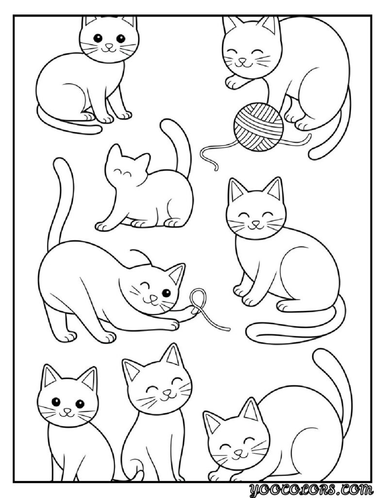 Printable Cute Cat Coloring Pages 20 Best Designs for All Ages 19 Printable Cute Cat Coloring Pages Simple Line Art Cats pdf