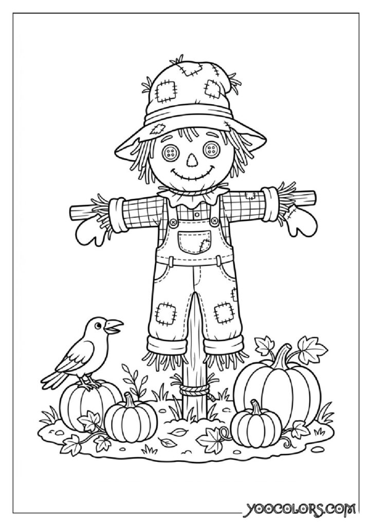 28 Halloween Coloring Pages for Fun and Creative Festive Activities 14 Scarecrow standing among simple … 202608151343 1 pdf