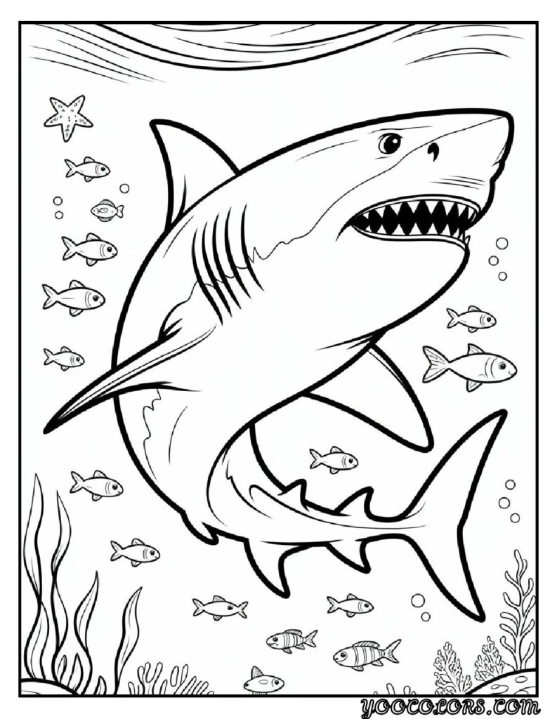 Sea Creature Coloring Pages: Top 20 Designs for Creative Fun 3 Sea Creature coloring pages Great White Shark Coloring Sheet pdf