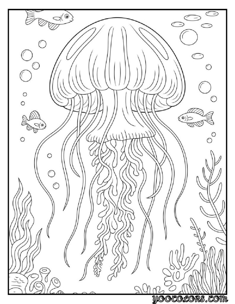 Sea Creature Coloring Pages: Top 20 Designs for Creative Fun 7 Sea Creature coloring pages Jellyfish Coloring Sheet pdf