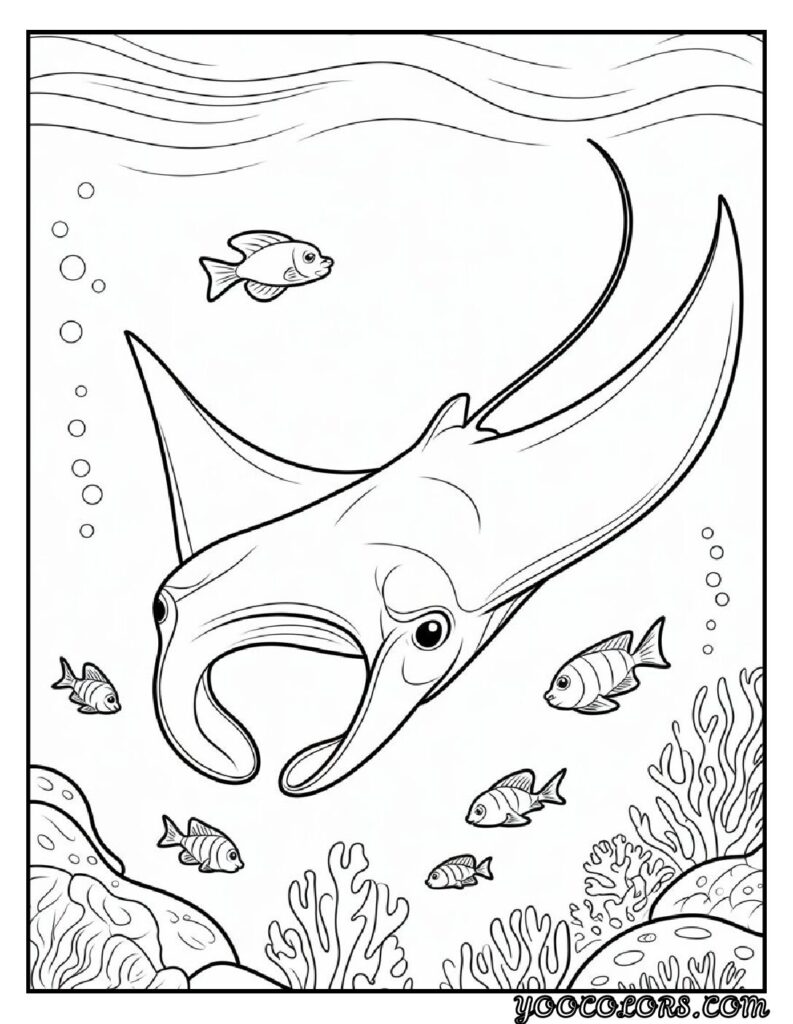 Sea Creature Coloring Pages: Top 20 Designs for Creative Fun 24 Sea Creature coloring pages Manta Ray Coloring Page pdf