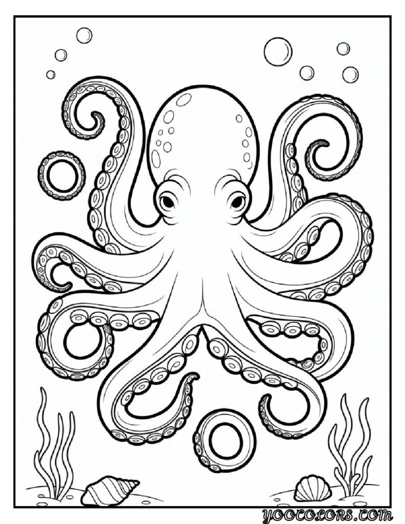 Sea Creature Coloring Pages: Top 20 Designs for Creative Fun 6 Sea Creature coloring pages Octopus Coloring Template pdf