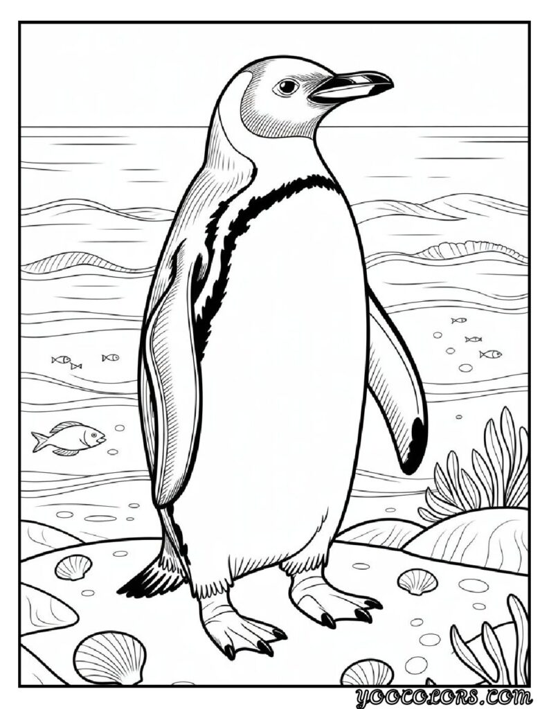 Sea Creature Coloring Pages: Top 20 Designs for Creative Fun 18 Sea Creature coloring pages Penguin by the Ocean Coloring pdf