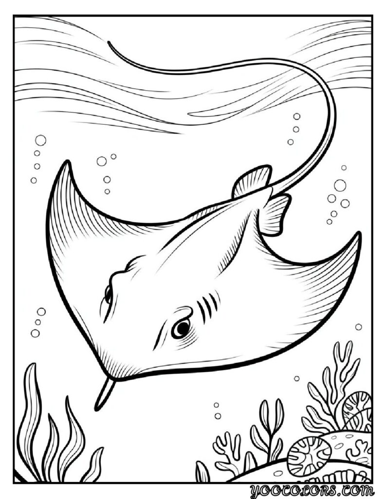 Sea Creature Coloring Pages: Top 20 Designs for Creative Fun 5 Sea Creature coloring pages Stingray Coloring Printable pdf