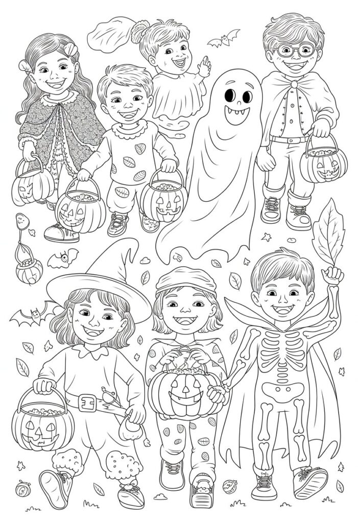 Halloween Coloring Pages Printable Featuring Classic Icons and Spooky Fun for All Ages 22 trick o treat kids