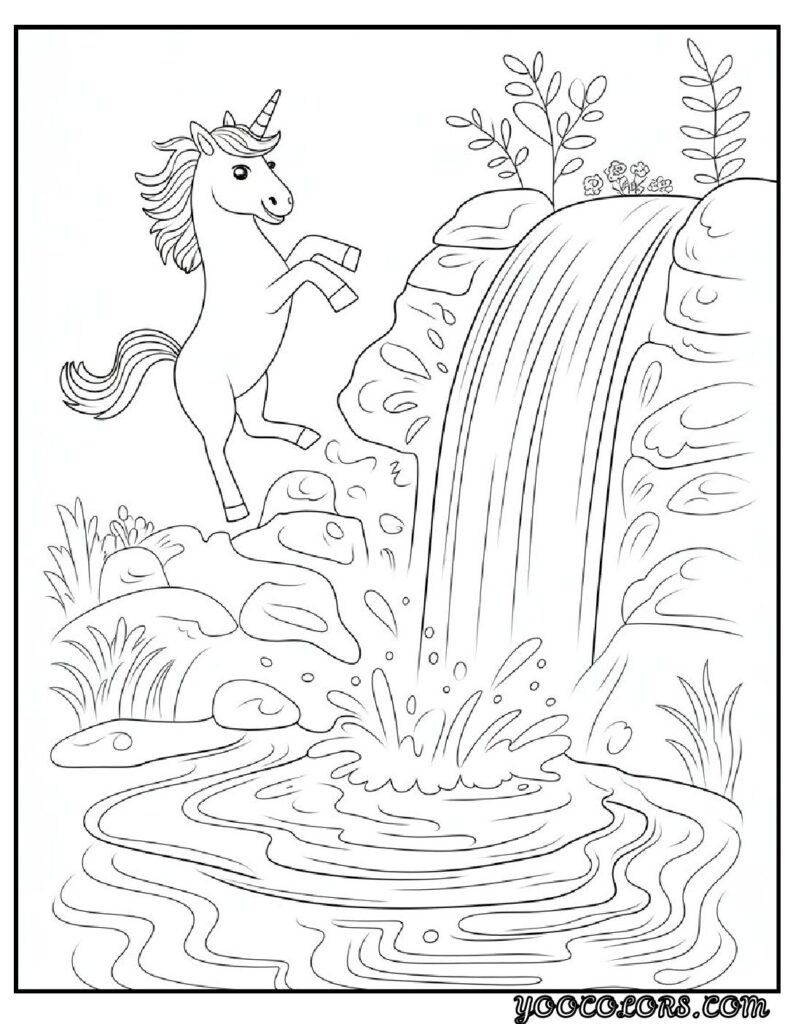 Unicorn Coloring Pages: Top 20 Creative Designs for All Ages 16 Unicorn Coloring Pages Unicorn Playing in Waterfall pdf