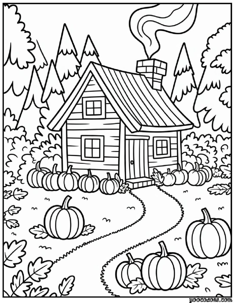 Autumn Coloring Pages for Adults: Relax, Unwind & Celebrate Fall 7 autumn coloring page sfor adults cozy ctagecore scene 1 pdf