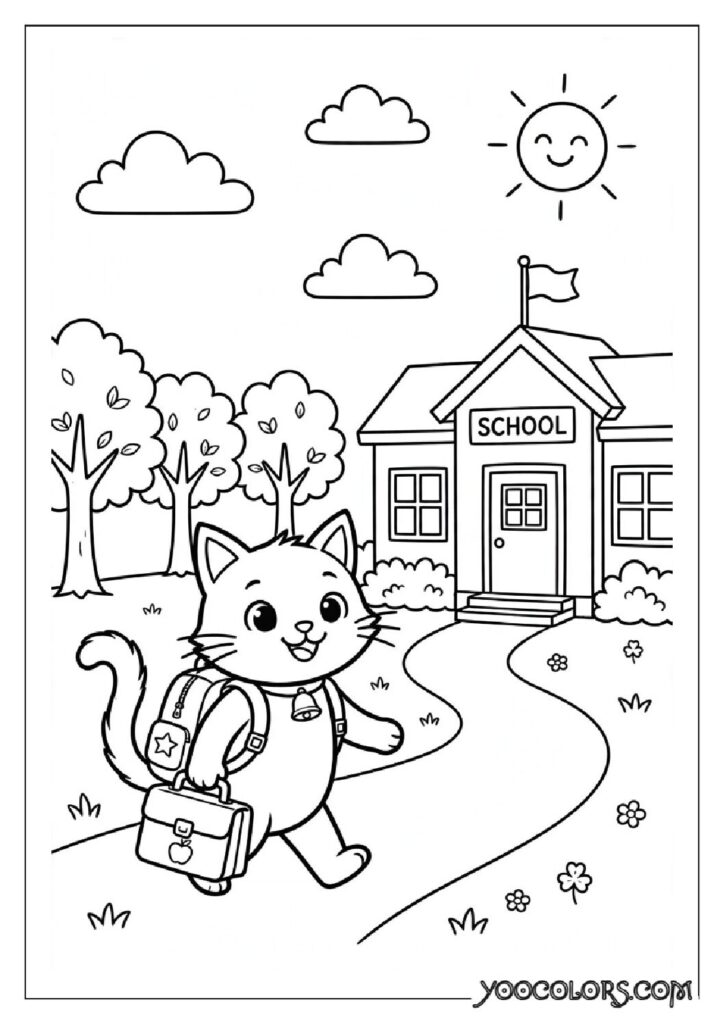 48 Halloween Coloring Pages for Fun and Creative Festive Activities 17 cat walking to school pdf