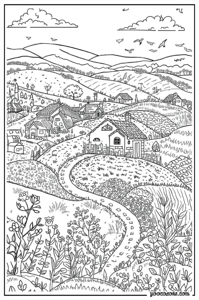 65+ Beautiful Cottagecore Coloring Pages for Relaxation and Creativity 17 cottage core COLORING PAGES 15 pdf